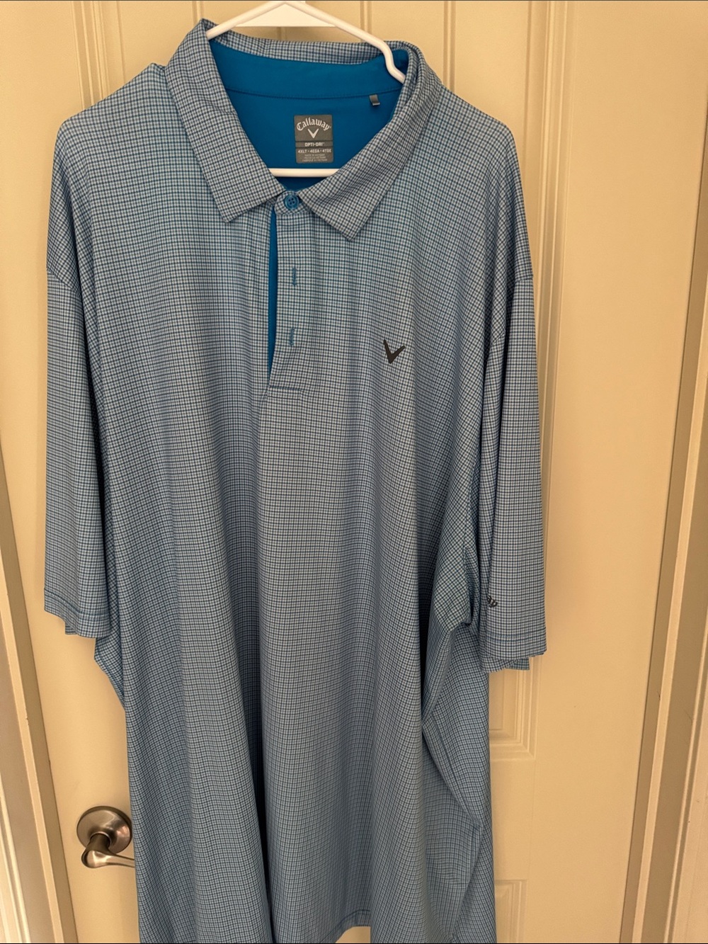 Callaway Light Blue Micro-Check Performance Polo